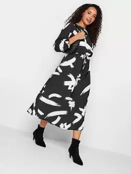 Image of M&Co Abstract Smock Dress, Black, Size 10, Women