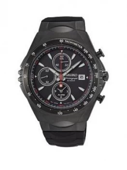 Image of Seiko Seiko Macchina Sportiva Black Chronograph Dial Black Silicone Strap Mens Watch