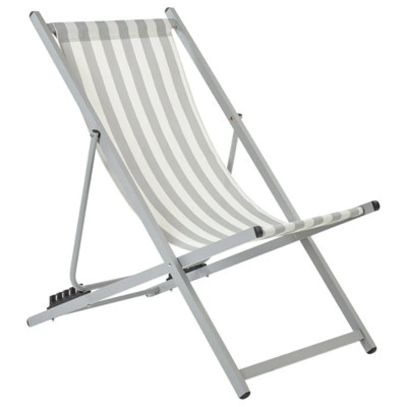 Image of Beliani Folding Deck Chair Locri Ii Metal Light Grey