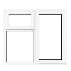 Image of Crystal uPVC Window A Rated Right Hand Side Hung next to a Top Opener over a Fixed Light 905mm x 965mm Clear Glazing - White