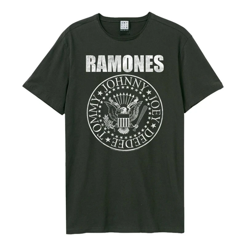Image of Amplified Amplified Men Classic Seal Ramones T-Shirt in Charcoal Size: Small Charcoal S Male 5063470090761