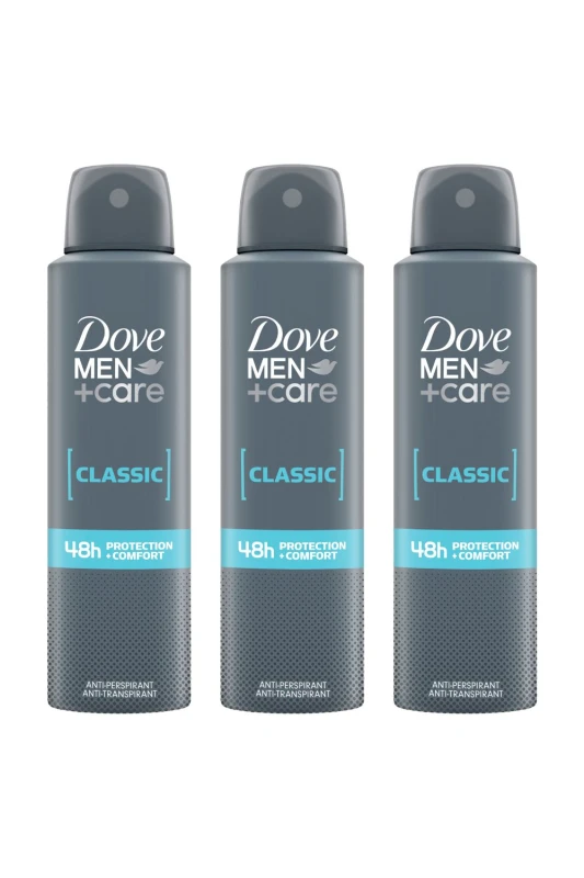 Image of Dove Men+Care Classic 'Antiperspirant' w/ 48H Sweat Protection 150ml 3pk White