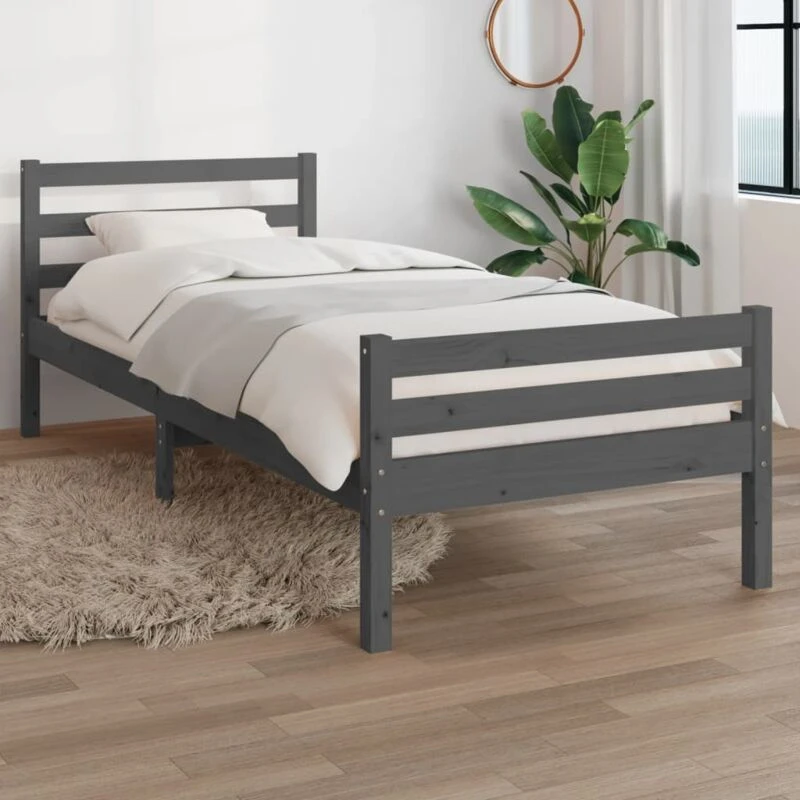 Image of VIDAXL Bed Frame without Mattress Grey Solid Wood 100x200cm Vidaxl 8720286997567