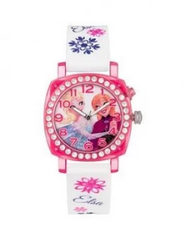 Image of Disney Princess Disney Frozen Elsa and Anna Printed Jewelled Flashing Dial Kids Watch, One Colour