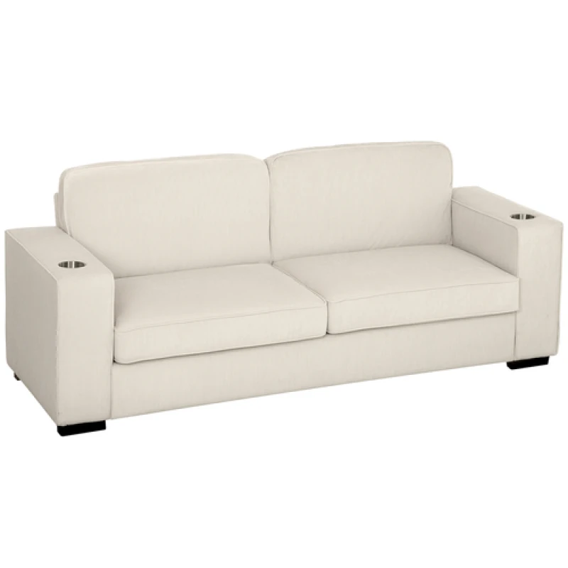 Image of HOMCOM HOMCOM Modern 3 Seater Sofa Upholstered Corduroy Sofa Couch Cream White Cream 3 Seater Unisex 5063603337527
