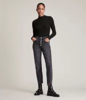 Image of AllSaints Womens Francesco Rina Roll Neck T-Shirt, Black, Size: 12