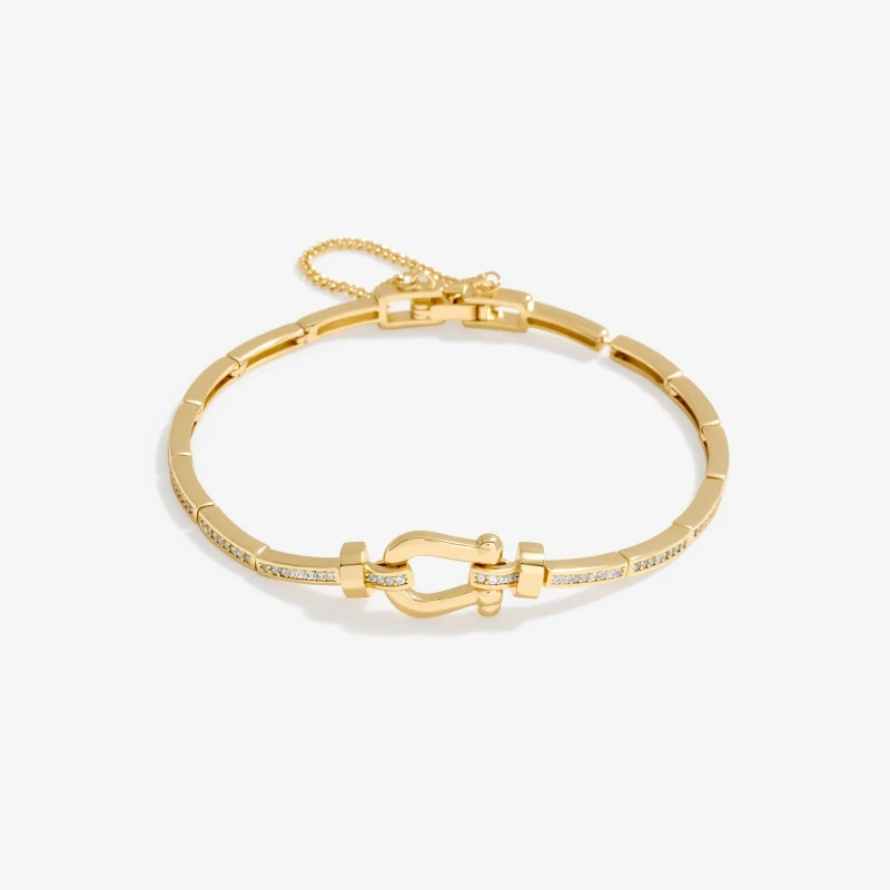 Image of Inicio Gold Plated Cubic Zirconia Snaffle Bracelet - Gift Jewellery Sets One Size Gold 70544810000