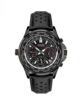 Image of Sekonda Sekonda Black World Time Dial Black Strap Watch
