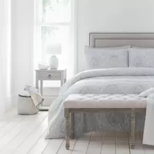 Image of Drift Home Savari Damask Print Eco-Friendly Duvet Cover Set, Silver, Double