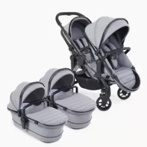 Image of iCandy Peach 7 Pushchair and Carrycot - Twin Light Grey Phantom