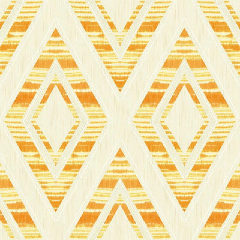 Image of Wallquest Tribal Stripes Orange Wallpaper Metallic Effect Stylish Feature Wall