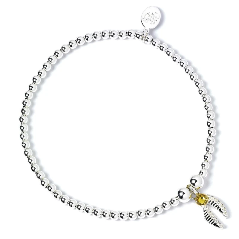 Image of Harry Potter Ball Bead Bracelet with Golden Snitch Charm & Crystal elements
