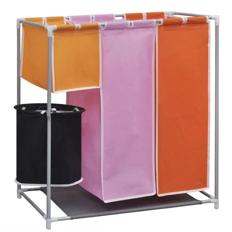 Image of VIDAXL 3-Section Laundry Sorter Hamper with a Washing Bin Vidaxl 8718475938163