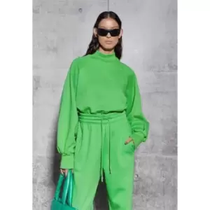 Image of Missguided Re Styld Embroidered High Neck Sweatshirt - Green