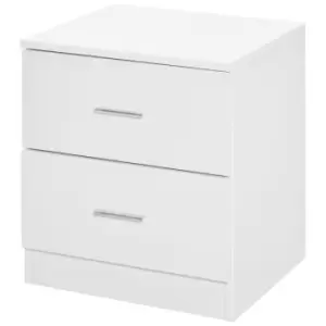 Image of Homcom Bedside Table With 2 Drawers White Metal Handles
