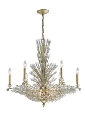 Image of Fay Ceiling Pendant 6+3 Light E14 Aged Gold, Silver, Crystal