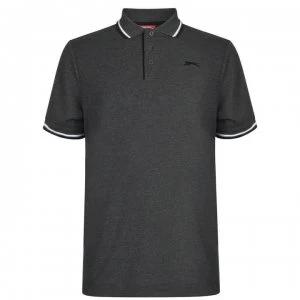 Image of Slazenger Tipped Polo Shirt Mens - Charcoal Marl