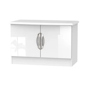 Image of Indices Double Door Bedside Table - White/Grey