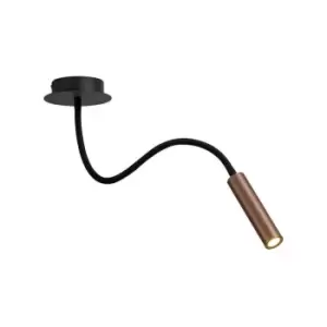 Image of Luminosa Lighting - Semi Flush Ceiling, 1 Light Adjustable Arm, 1 x 5W LED, 3000K, 310lm, Black, Satin Copper