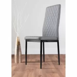 Image of Furniture Box 4 x Elephant Grey Faux Leather Milan Modern Dining Chairs Black Leg