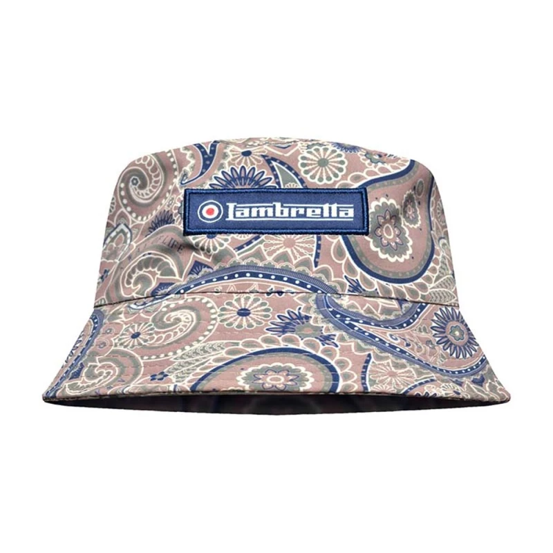 Image of Lambretta Lambretta Men Paisley Logo Bucket Hat in Mid Grey Mid Grey One Size Male 5063703649124
