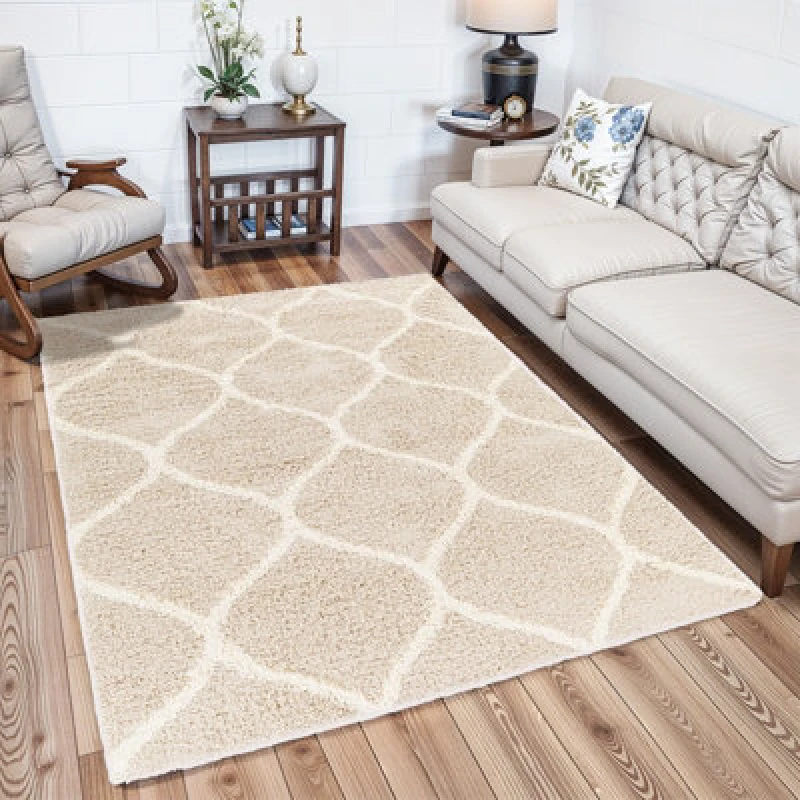 Image of Livabliss Shaggy Cottage Plush Pile Beige Judy Area Rug 200 X 290 Cm - Easy Care, Non Shedding, Ideal For Living Room & Bedroom