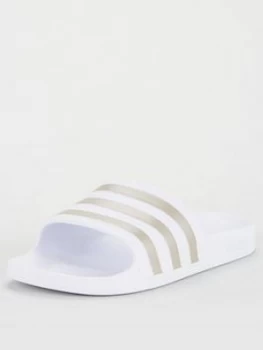 Image of adidas Adilette Aqua Slides - White, Size 4, Women