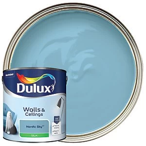 Image of Dulux Walls & Ceilings Nordic Sky Silk Emulsion Paint 2.5L