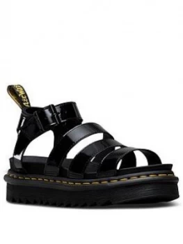 Image of Dr Martens Blaire Lamper Flat Sandals - Black Patent, Size 7, Women