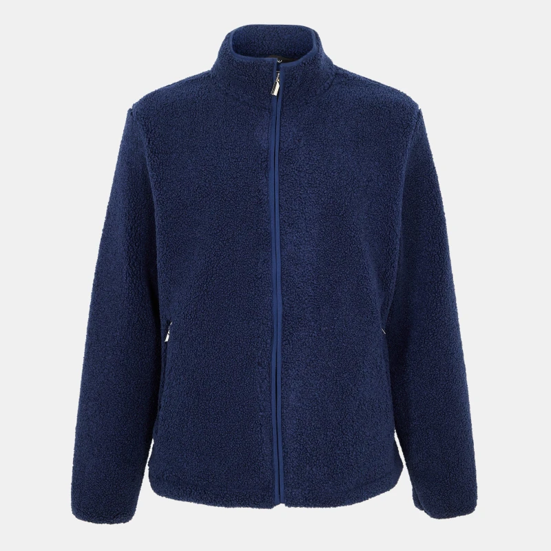 Image of Threadbare Zip Through Funnel Neck Borg Fleece - Blue Blue S