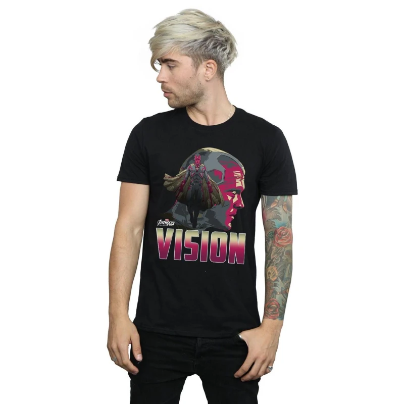 Image of Marvel Marvel Men Avengers Infinity War Vision Character T-Shirt in Black Size: Small Black S Male 5057736878637