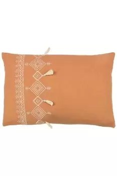 Image of Pritta Cotton Embroidered Tasselled Cushion