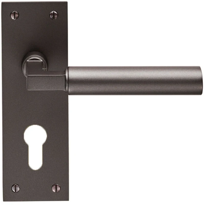 Image of Loops PAIR Round Bar Handle on Slim Euro Lock Backplate 150 x 50mm Matt Bronze Multi