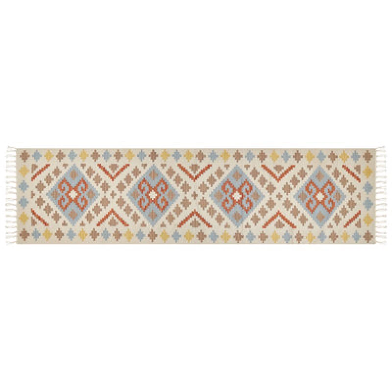 Image of Beliani Rug Atan Multicolour 80 X 300 Cm Cotton Kilim