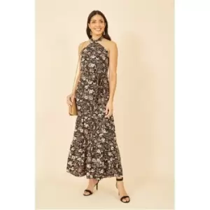 Image of Yumi Black Batik Cross Neck Maxi Dress - Black