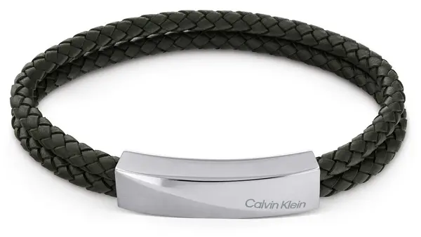 Image of Calvin Klein 35000099 Mens Dark Green Leather and Stainless Jewellery