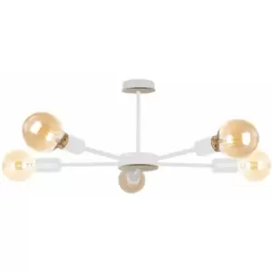 Image of Keter Sun Multi Arm Semi Flush Ceiling Light Wood, White, 48cm, 5x E27