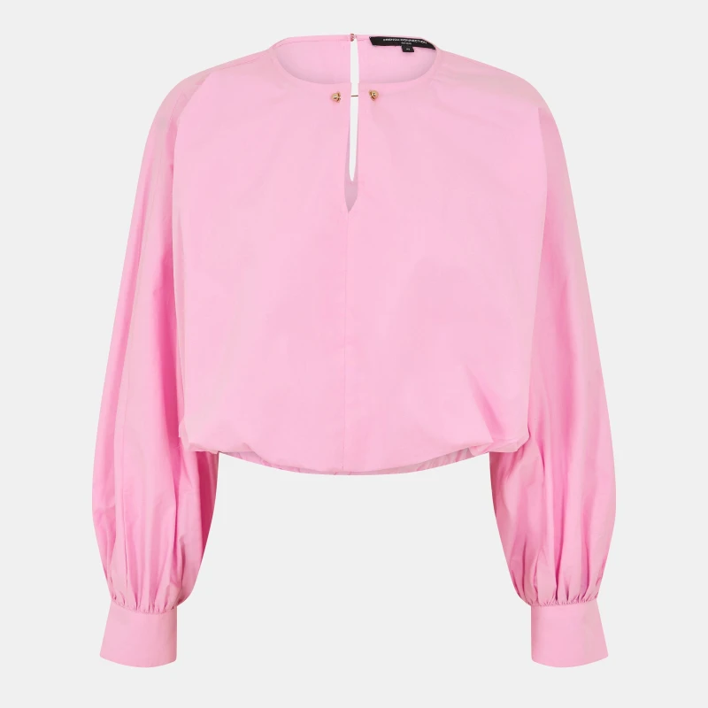 Image of French Connection Womens Cambria Long Sleeve Blouse Bubblegum Pink female 8 (XS)