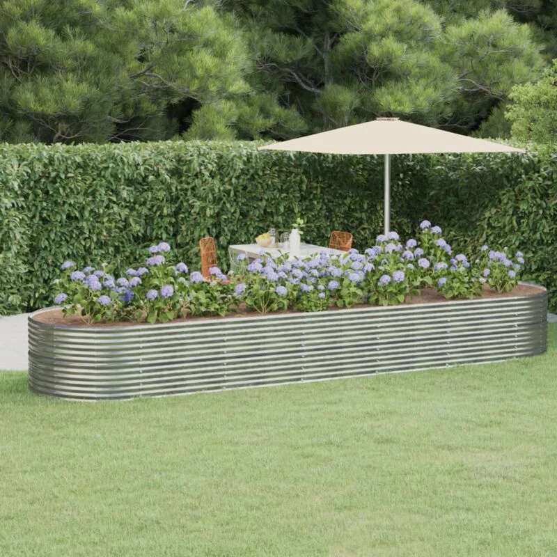 Image of vidaXL Garden Raised Bed Powder-coated Steel 510x140x68cm Silver 319117