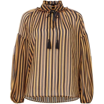 Image of Biba Yellow lurex stripe blouse - Yellow