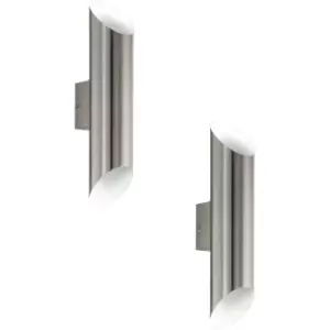 Image of 2 PACK IP44 Outdoor Wall Light Stainless Steel & White 3.7W Built in LED Lamp