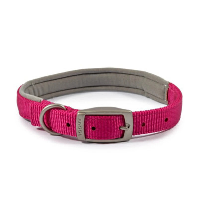 Image of Heritage Nylon Padded Collar Raspberry 25mm X39-48cm Sz 5