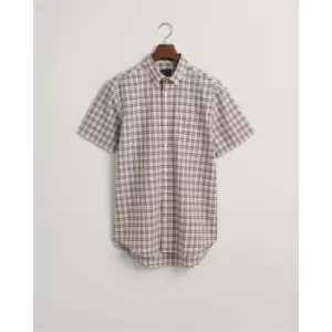 Image of Gant Reg Poplin Micro Check Ss Shirt Gen - Orange