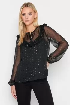 Image of Petite Metallic Spot Print Blouse