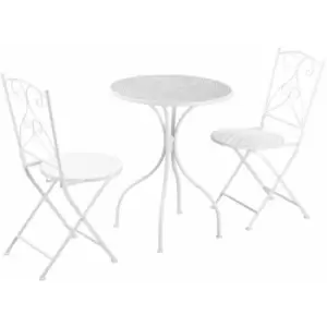Image of 3 Piece Garden Bistro Set w/ Mosaic Top for Patio, Balcony, Poolside - White - Outsunny