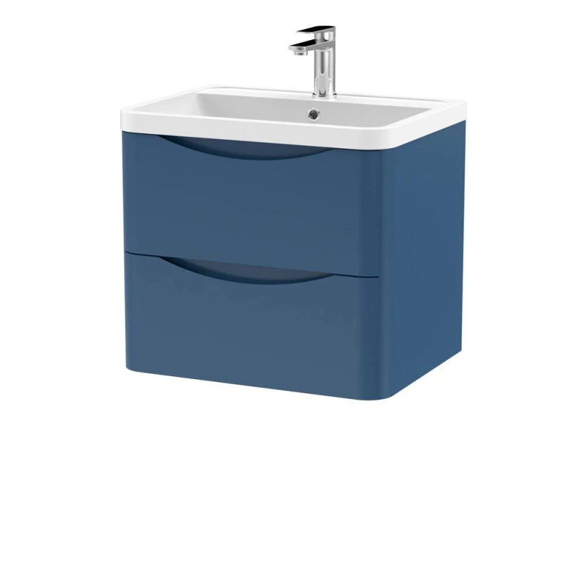 Image of Balterley Wall Hung 2 Drawer Vanity Basin Unit with Polymarble Basin Blue 600mm Blue unisex