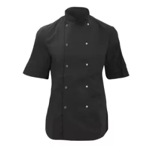 Image of Dennys Womens/Ladies Economy Short Sleeve Chefs Jacket / Chefswear (XL) (Black)