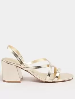 Image of Long Tall Sally Cross Over Strap Block Heel Sandal Gold, Size 8, Women