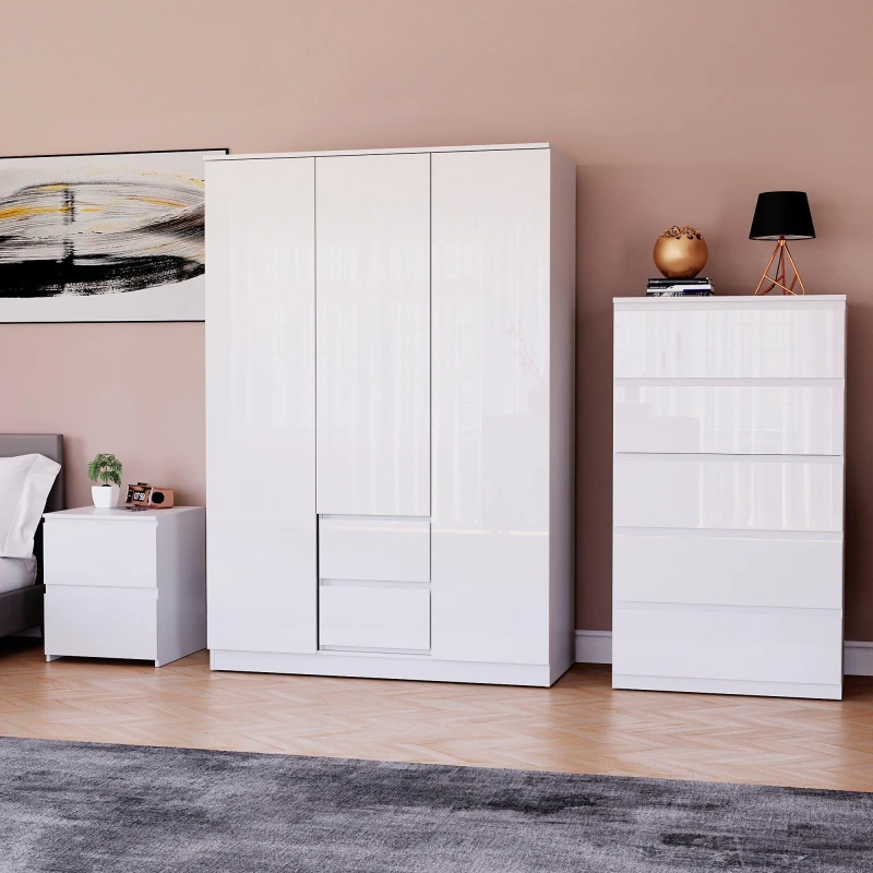 Image of Lassic Vida Designs Glinton Gloss 3 Piece Bedroom Set 8 White unisex 3 Piece