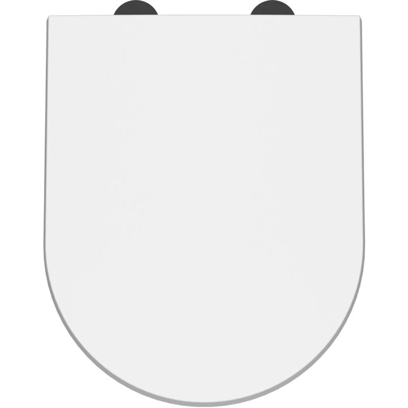 Image of NUIE Luxury D-Shaped Toilet Seat with Soft Close Quick Release Hinges Black Cover Cap 370mm Wide - White - Nuie NTS007B